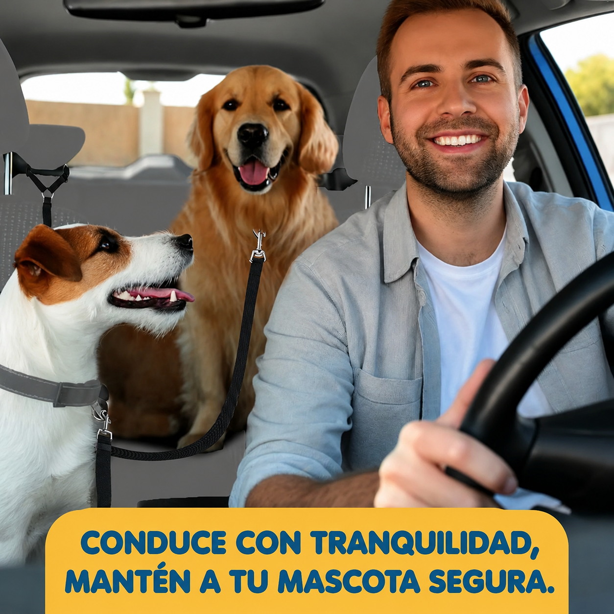 Viaja Seguro con tu Mascota – Cinturón 360º Ajustable